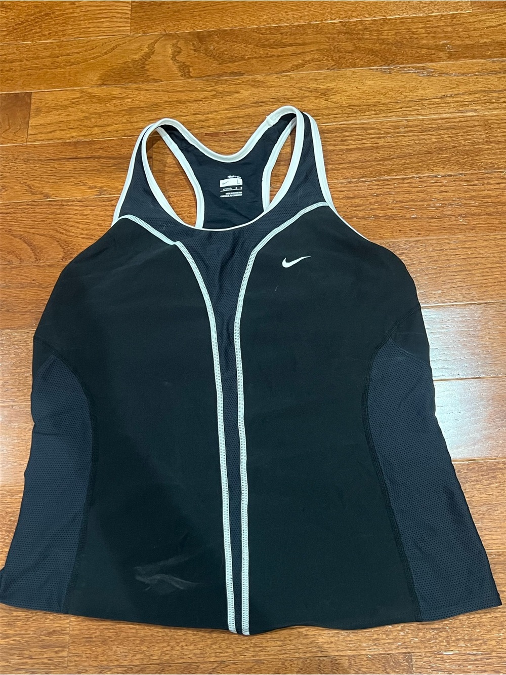 Nike Black Tank with White Trim and Swoosh